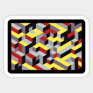 Yellow Red Grey Geometric Pattern Sticker